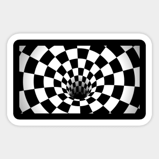 Optical Illusion Black Hole Checkerboard (Black/White) Sticker